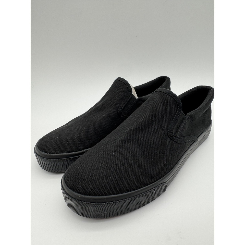Mens Slip On Sneakers Black Canvas Casual Shoes Size 10 EU 47